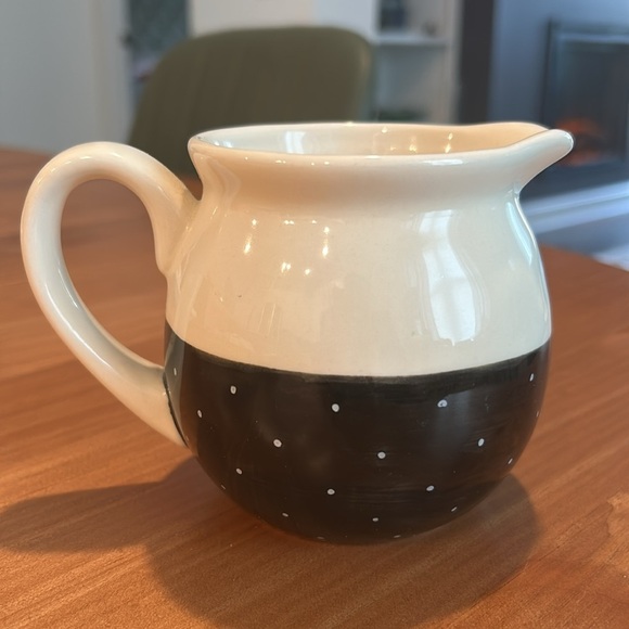Rae Dunn POUR Black & Cream Polka Dot Creamer. Rare. - Picture 6 of 10